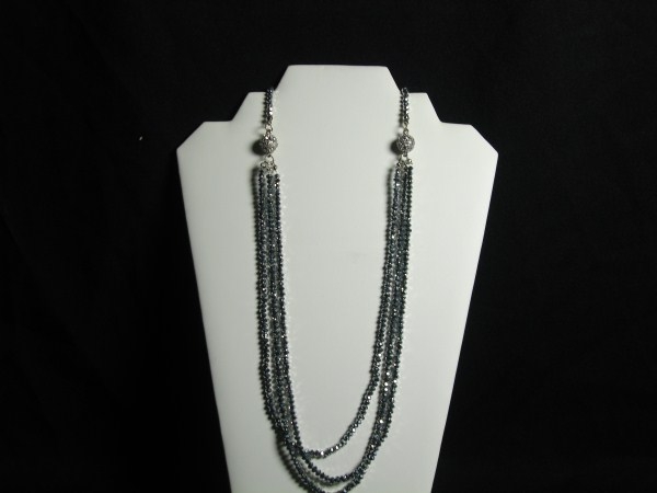 Long Chain Silver Crystal Necklace